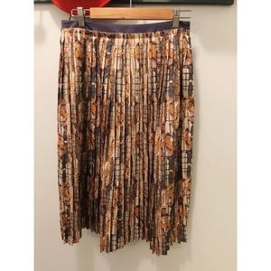 Suno multicolor abstract print midi pleated skirt